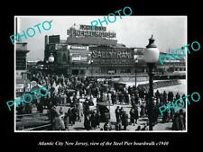 OLD LARGE HISTORIC PHOTO OF ATLANTIC CITY NEW JERSEY STEEL PIER BOARDWALK c1940 picture