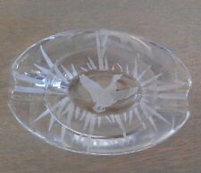 Vintage Etched Glass Little Ashtray Flying Duck Gift Excellent Condition picture