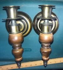 Home Interiors Vintage Homco Candle Wall Sconce Wood Metal Set of 2 picture
