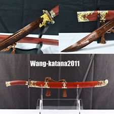 78CM Phoenix Chinese Damascus Red Folded Steel Handmade Qing Dynasty DAO Sword picture