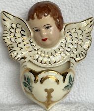Vintage Brunette Angel Wall Pocket/font 5”H x 4 3/4”W Nicely Handpainted EUC picture