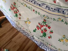 Vintage Italian Made Tablecloth/Tavaglia 60” Round Strawberry Theme Napkins Too picture