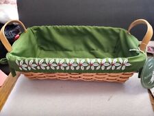 Martha Stewart Wicker Handle Basket With Liner Embroidered Poinsettias picture