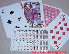 Jumbo Gag Playing Cards --set of five-- 14 of D, 52 on 1, King/Queen, etc   TMGS picture