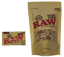 Raw 500's Classic Natural Rolling Papers With 180 Wide Tips **Free Shipping** picture