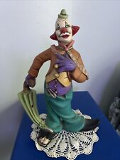 Vintage Atlantic Mold  Ceramic Circus Clown Figurine WITH Umbrella picture