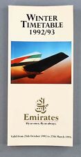 EMIRATES TIMETABLE WINTER 1992/93 AIRLINE SCHEDULE FIRST & BUSINESS SEAT MAPS picture