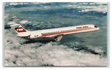 Postcard TWA Aircraft McDonnell Douglas Super 80 Twin Engine Plane Aviation picture
