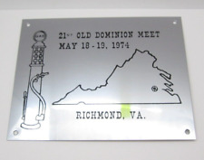 21st Old Dominion Meet May 18-19, 1974 Richmond Virginia Plaque (A7) picture