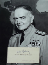 William F. Halsey Admiral United States Navy WW II U.S Fleet Admiral Signed Card picture