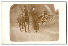 c1910's Man Horse And Buggy From Farm Near Merrill Wisconsin RPPC Photo Postcard picture