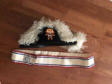 Vintage Knights Of Columbus Bicorn White Ostrich Plume Dress Hat w/ Ribbon Badge picture