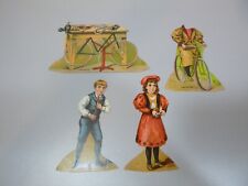 c1880s Lion Coffee THE BICYCLE MAKER Paper Doll 4 Piece Diecut Set picture