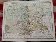 ☆1898 Original Railroad Map  NORTH South DAKOTA Minnesota ~ Train Routes 11