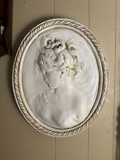 Vintage 1970 Plaster Left Cameo Plaque Wall Hanging picture