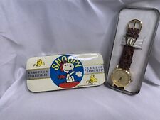 VINTAGE ARMITRON COLLECTIBLES PEANUTS GOLD FACE SNOOPY WATCH W/METAL CASE picture