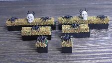 6 Piece Spider Flower Boxes Hedge Great  Lemax Dept 56 Halloween Village #92A picture