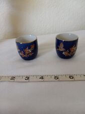 Vintage Japanese Porcelain Colbolt Blue Tea Cups picture