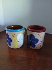 Mexican Cozumel Pottery Souvenir Decorated Natural Clay Mugs holds 12 oz picture