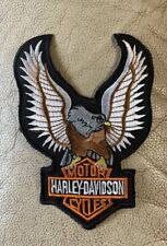 NEW VTG 1980s 5 3/4” X 4” HARLEY  DAVIDSON MOTORCYCLE IRON-ON PATCH EAGLE WINGS picture