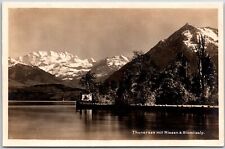 Thunersee Mit Niesen And Blümlisalp Lake Mountain Real Photo RPPC Postcard picture