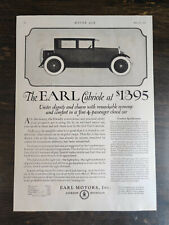 Vintage 1922 Earl Cabriole Earl Motors Inc Full Page Original Ad - 1221b picture