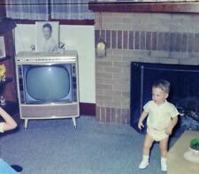 Vintage 1960s Color Photo Negative of a ZENITH Light Wood Television TV Set 📺  picture