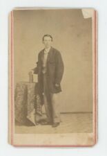 Antique ID'd CDV Circa 1870s Handsome Young Man Wearing Coat Holding Book picture