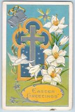 Maple Plain Minnesota MN Postcard Easter Greetings Holy Cross Lily Flowers Bell picture