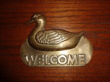BRASS DUCK WELCOME PLAQUE FOR WALL BOAT YACHT SAILBOAT NAUTICAL DECOR picture