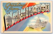 Postcard Greetings From Washington, Large Letters, Washington Posted 1942 picture