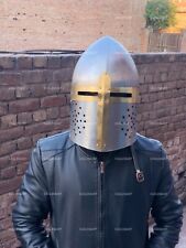 Medieval Knight Crusader Brass Crusader Knight Templar Armor Helmet Historical picture