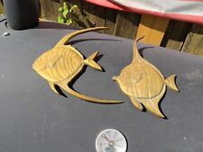 Vintage Brass Angel Fish Wall Hanging Lot of 2 picture