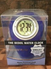 NEW NIP Bedol Cobalt Blue Smiley Kids Water Powered Eco Friendly Clock w/ Alarm  picture