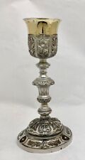 Antique French Chalice in Vermeil Silver Richly Decorated Hallmarked Old Rare picture
