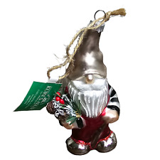 Kurt Adler Gnome Christmas Ornament Blown Glass Pinecone Berries Santa's World picture