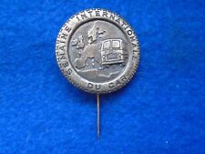 1950s 60s FRENCH INTERNATIONAL MOTOR SHOW LAPEL PIN BADGE, BUS ON EUROPE IN TYRE picture