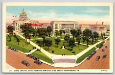 Harrisburg Pennsylvania~Birdseye Capitol Park & Monument~1934 Linen Postcard picture
