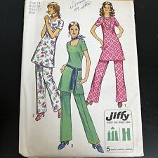 Vintage 1970s Simplicity 9363 Boho Disco Tunic + Pants Sewing Pattern 14 S UNCUT picture
