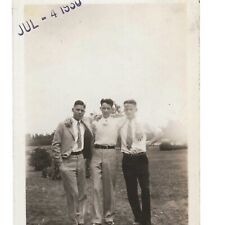 Vintage Snapshot Photo Three Men July Fourth 1930 Identified Affectionate Pose picture