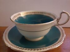 Aynsley England Bone China Tea Cup & Saucer Turquoise/Gold picture