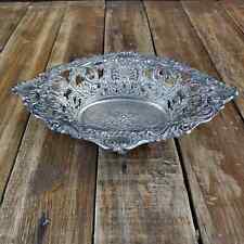 Vintage Silverplated Basket Tray Intricate Unique Rare Fuit Decorative picture
