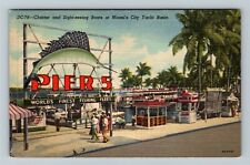Miami, FL-Florida, Yacht Basin, Pier 5, Fishing Fleet, Vintage Postcard picture
