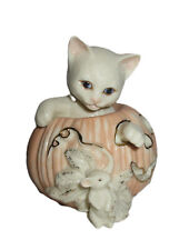 LENOX 2000 Cat In Pumpkin With Mouse Halloween Porcelain Figurine  (GR) picture