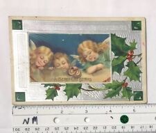 Vintage 1908 Merry Christmas Postcard Cherubs Children Holly Embossed picture