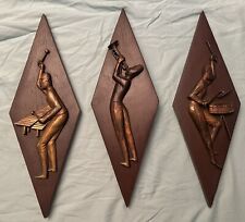 VINTAGE BURWOOD MID CENTURY MODERN 3 PIECE JAZZ BAND WALL HANGING. picture