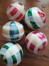 5 Vtg  Colorful Mica Beach Ball Glass CHRISTMAS ORNAMENTS POLAND  3 in  picture