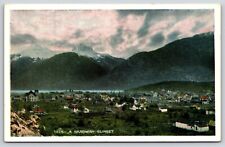 Original Old Vintage Outdoor Postcard Skagway Sunset Mountain Range Alaska USA picture