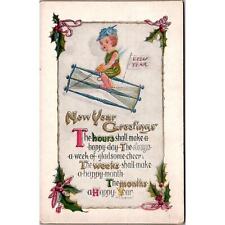 Vintage Postcard Happy New Year Greetings Baby Unposted picture
