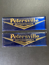 Vintage Pair of 'Petersville Refrigeration' Blue & Gold Badges picture